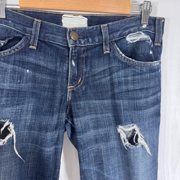 Current Elliott Loved Destroy Jeans Womens Sz 27 Distressed Paint Splatter Denim - Picture 6 of 12